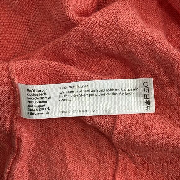 Eileen Fisher 100% Organic Linen Sweater Womens Medium Coral Coastal Lightweight - Picture 11 of 11